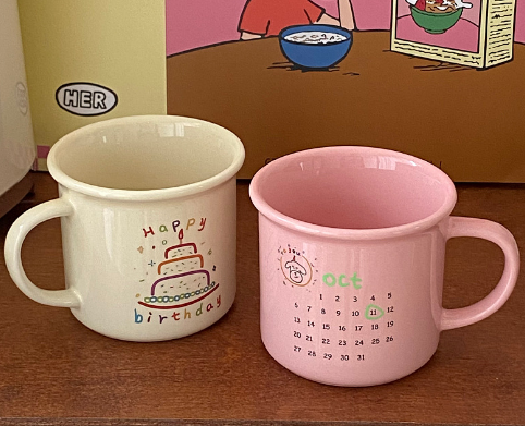 MIDI 270ml cartoon birthday calendar DIY ceramic cup/mixed