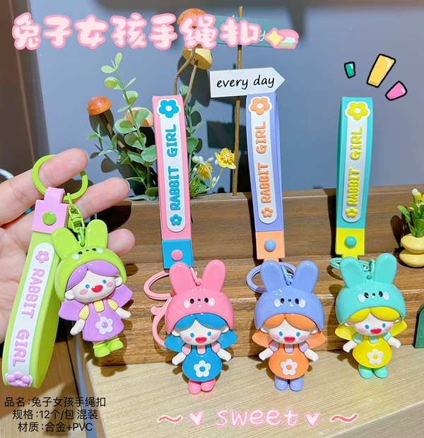 Midi Rabbit Girl hand rope keychain/mixed