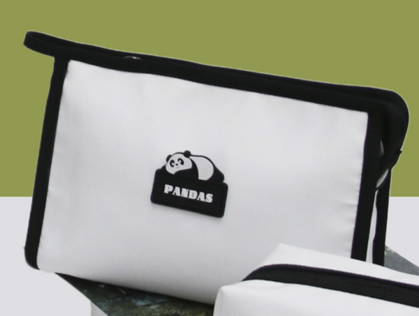 Midi Panda Series square makeup bag/White
