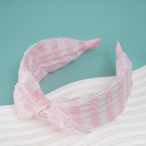 MIDI Pink plaid rabbit ear children's headband