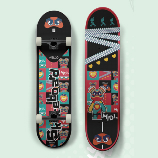 MIDI 60CM black and red cosmos skateboard