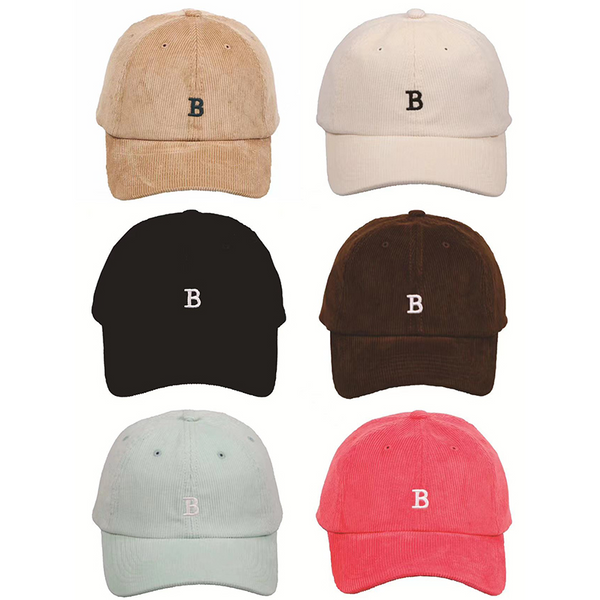 MIDI Simple small letter B corduroy duckbill cap/mixed