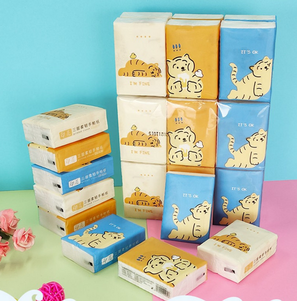 MIDI Cute tiger printed handkerchief paper/9 packs/8 sheets*3 layers