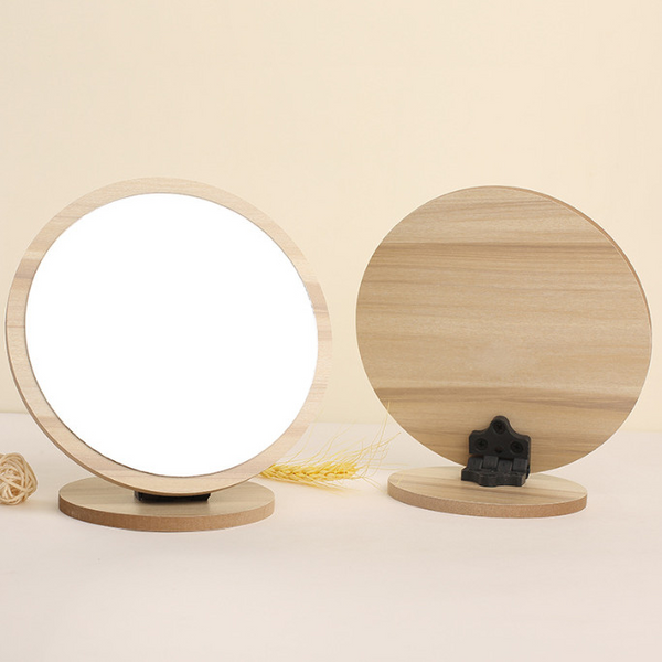 MIDI round wooden mirror