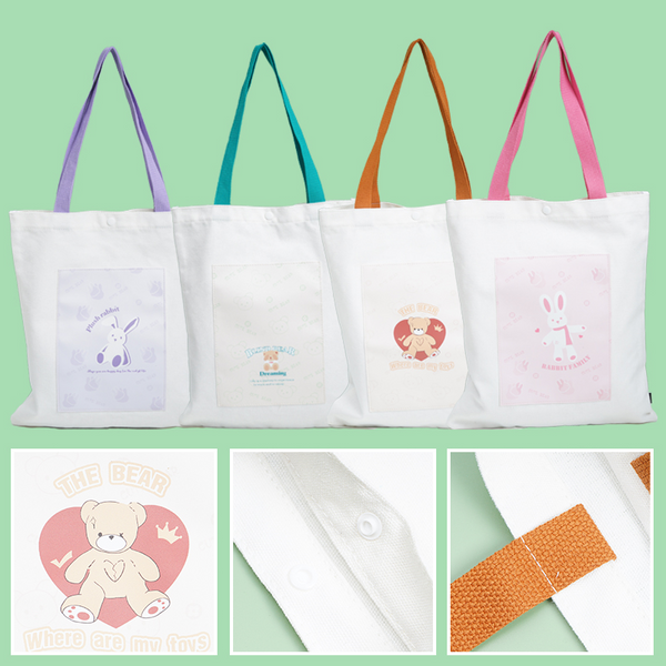 Midi Cute Care Bear Leather Canvas Shoulder Bag/White