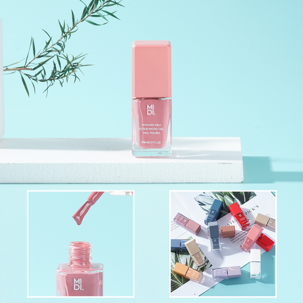 MIDI. Morandi oily scrub micro glue nail polish-01# lotus root pink