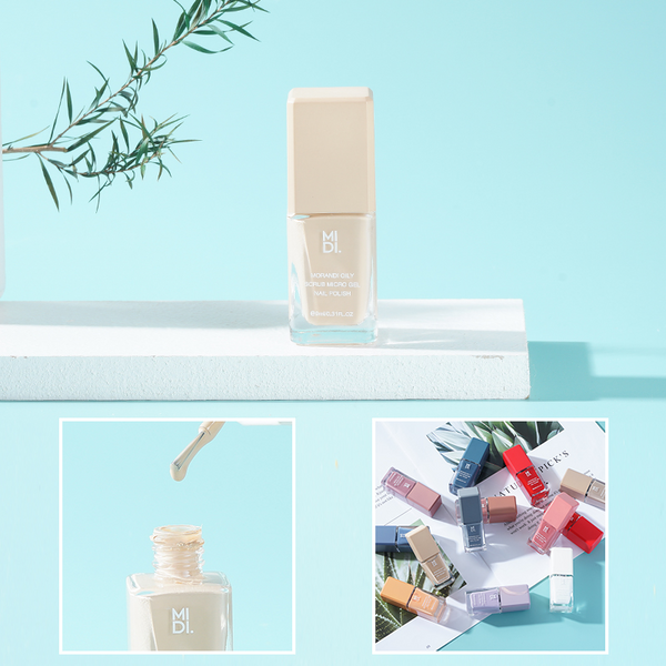MIDI. Morandi Oily Frosted Micro Glue Nail Polish-08#Ice Creamy White