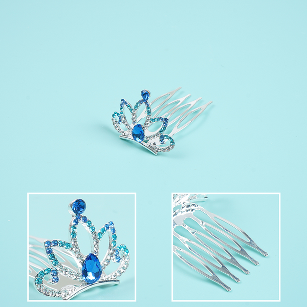 Midi Small crown four teeth hair comb/blue