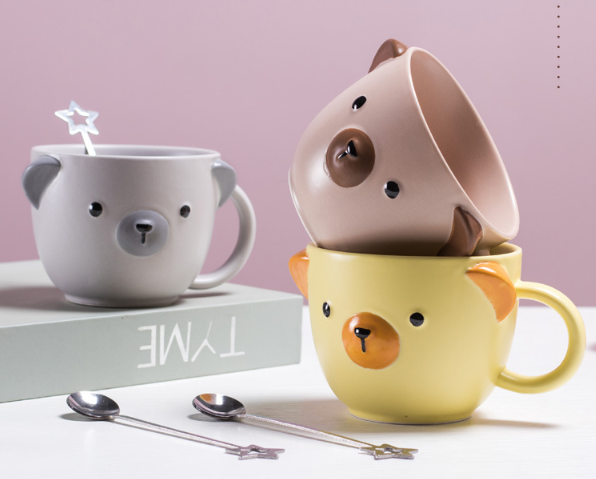 MIDI 360ml hand-painted bear ceramic cup/mixed