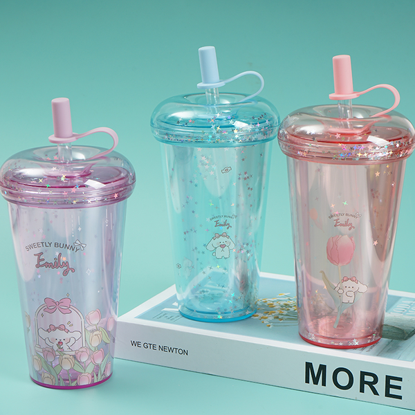 MIDI 420m lEMILY Tulip Star Twinkle Double Straw Cup/Mixed