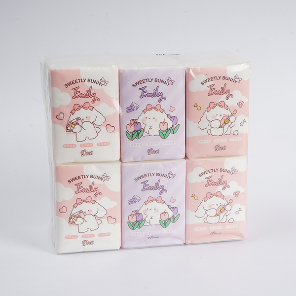 EMILY Tulip Series Mini Handkerchief Paper 18 packs/(9 sheets *3 layers)