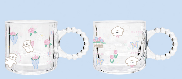 MIDI 260ml Cartoon ball ring handle glass cup/mixed