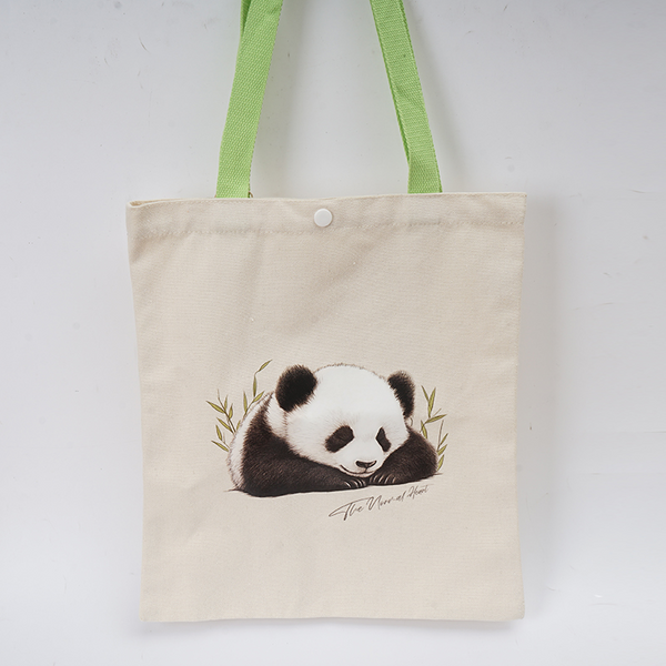 Midi Panda Series white canvas shoulder bag/mixed