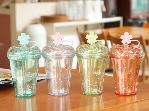 MIDI 320ml Cherry blossom double sippy cup/mixed